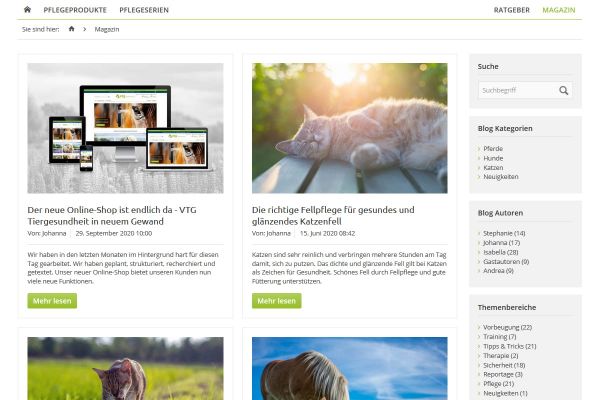 Der neue VTG Online-Shop - Strukturiertes Magazin
