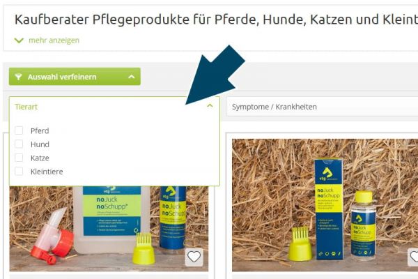 Der neue VTG Online-Shop - Produkte filtern