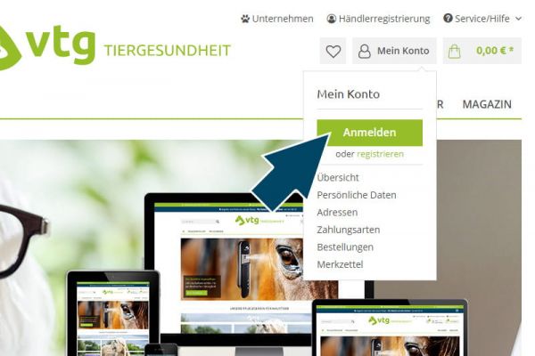 Der neue VTG Online-Shop - Anmeldung und Registrierung
